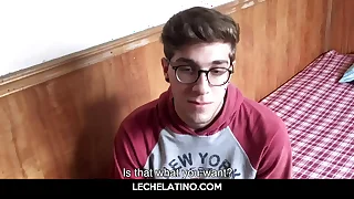 Latin nerd gets chubby dick jerked off at the end of one's tether pudginess reject b do away with