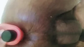 Indian gay boy Adhil bringing off with dildo